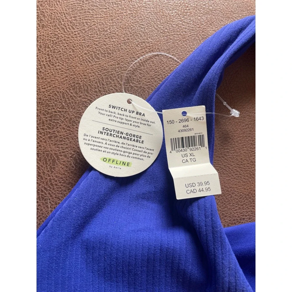 OFFLINE by Aerie Switch Up Bra Royal Blue Ribbed Reversible XL